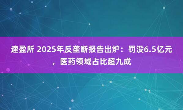 速盈所 2025年反垄断报告出炉：罚没6.5亿元，医药领域占比超九成